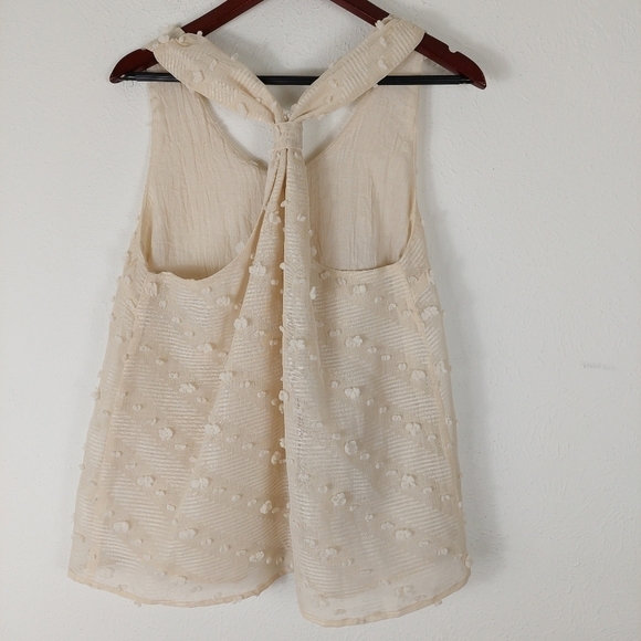 Entro Ivory Polka Dot Embellished Racerback Sleeveless Tank Top Blouse Size LRG. - Picture 9 of 12